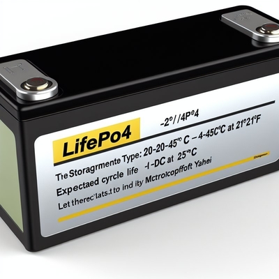 Tipo de armazenamento -20-45C -4-113℉ Bateria LiFePO4 com expectativa de vida útil de 1C a 25C e caixa ABS